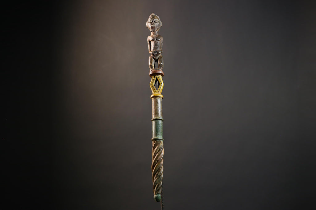 African Walking Stick Figurine Unique Hand-Carved Art | Collectible Decor | Handmade Cultural Accent for Home Decor-G4765