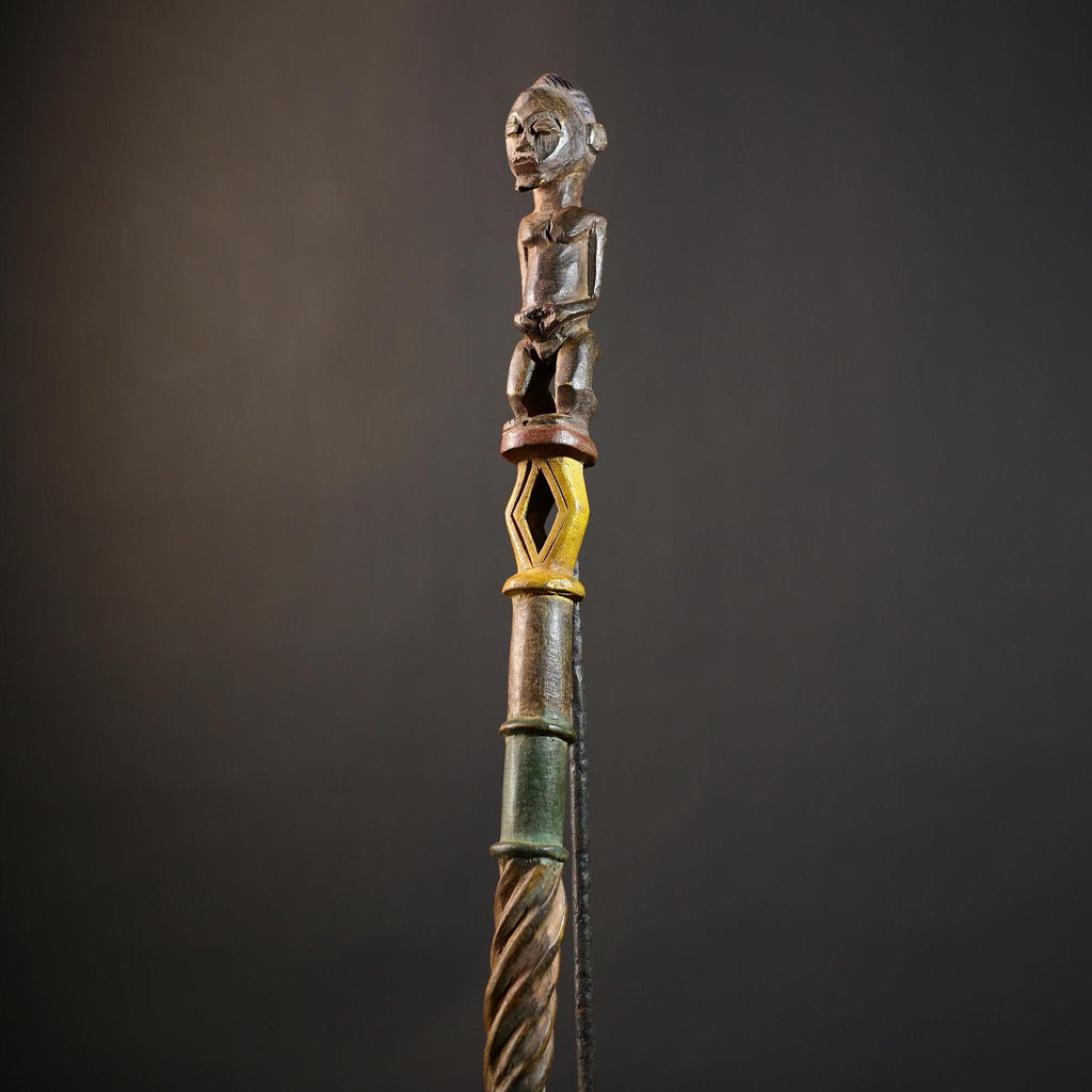 African Walking Stick Figurine Unique Hand-Carved Art | Collectible Decor | Handmade Cultural Accent for Home Decor-G4765