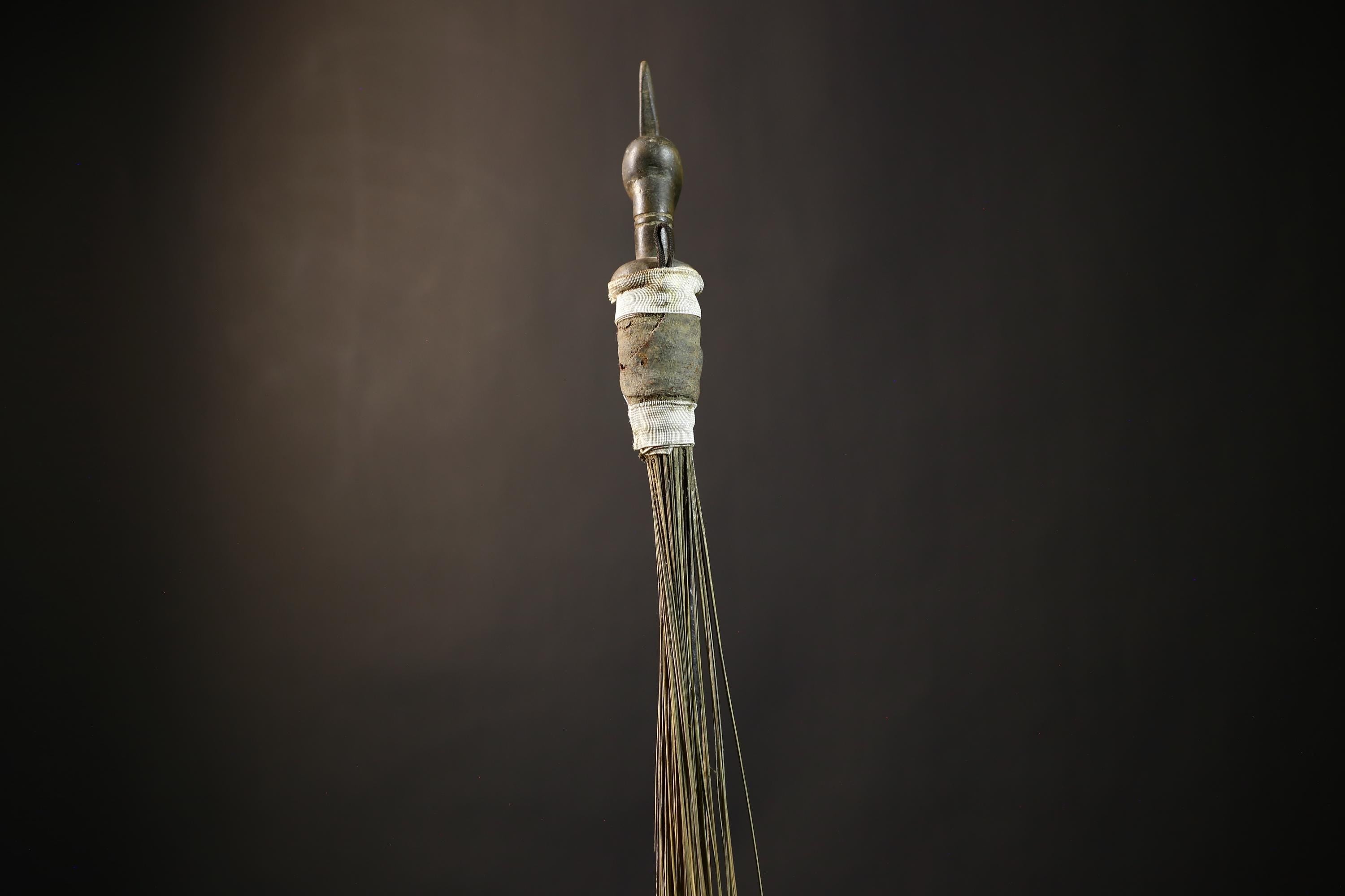 African Yoruba Flywhisk Figurine Exquisite Tribal Artifact | Unique Nigerian Art | Cultural Decor | Handmade Gift for Home-G4764