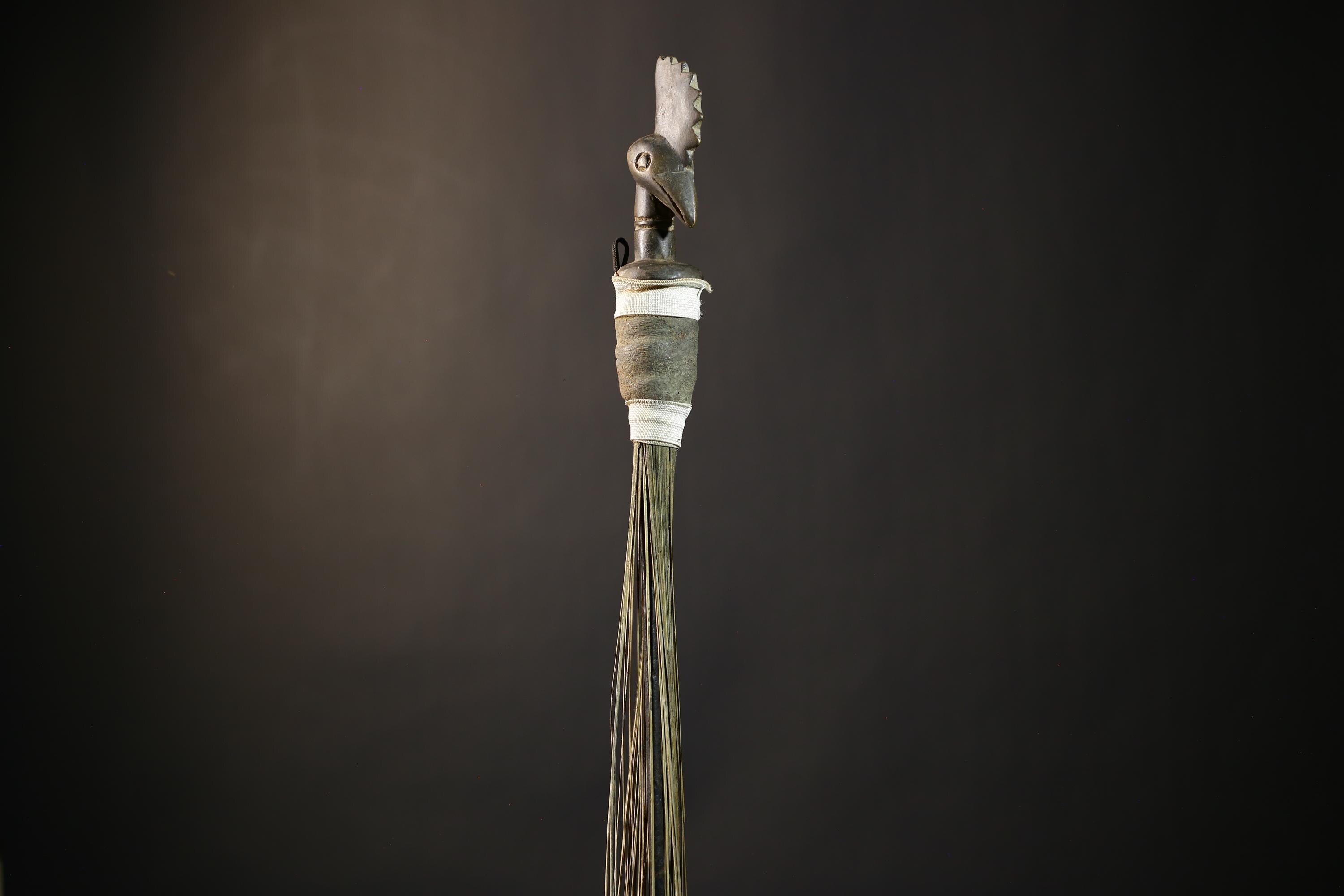 African Yoruba Flywhisk Figurine Exquisite Tribal Artifact | Unique Nigerian Art | Cultural Decor | Handmade Gift for Home-G4764