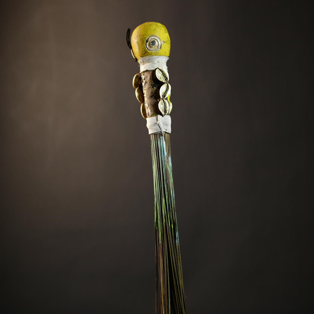 African Yoruba Flywhisk Figurine Exquisite Tribal Art | Unique Nigerian Decor | Cultural Gift | Handmade Artisan Piece-G4763
