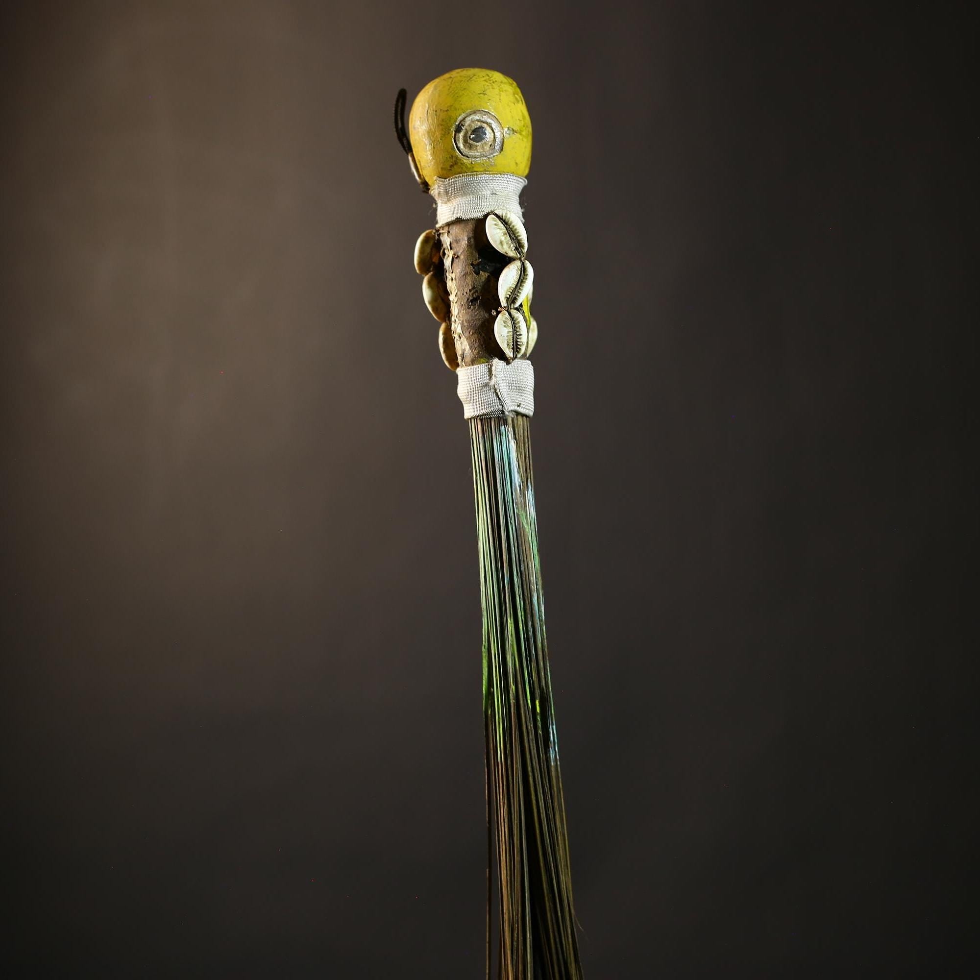 African Yoruba Flywhisk Figurine Exquisite Tribal Art | Unique Nigerian Decor | Cultural Gift | Handmade Artisan Piece-G4763