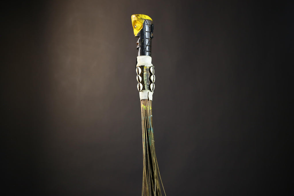 African Yoruba Flywhisk Decorative Figurine | Unique Tribal Art | Antique Ceremony | Home Decor | African Collectible Gift -G4762