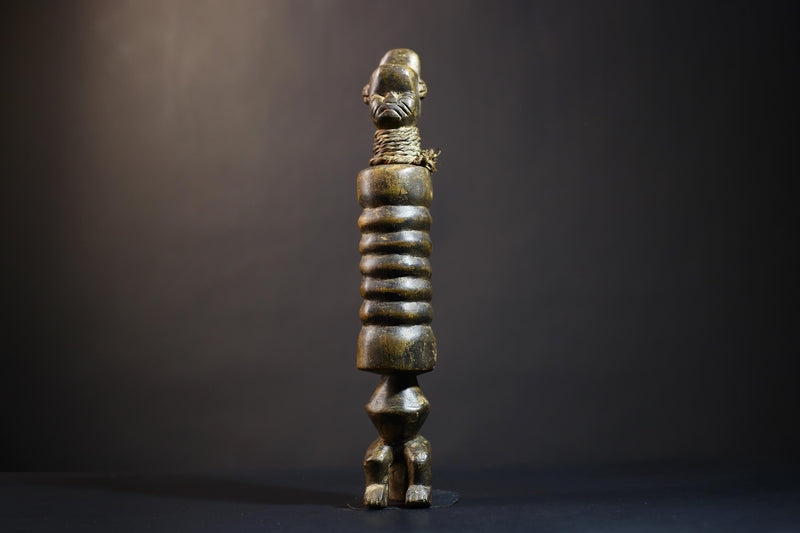 African Mende Style Drum | Unique Tribal Figurine Art | Handcrafted Drum Decor | Cultural Heritage from Sierra Leone-G4759