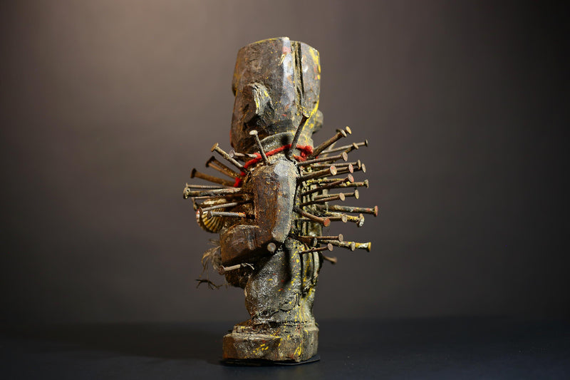 Africa Figure | Songye Nkisi Nkondi | Powerful Spirit Figure Wrapped with Shells | Unique Cultural Art Piece | Tribal Decor from Congo-G4908