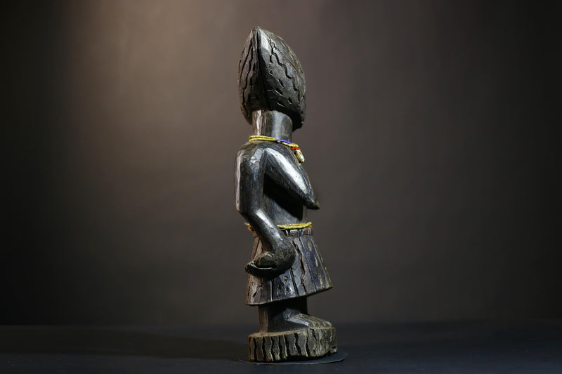 African Kongo Male Statue | Rare Luba Wood Sculpture | Tribal Art Collectible | Unique Ethnic Decor Piece | Handcrafted Cultural Art -G4785