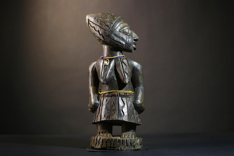 African Kongo Male Statue | Rare Luba Wood Sculpture | Tribal Art Collectible | Unique Ethnic Decor Piece | Handcrafted Cultural Art -G4785