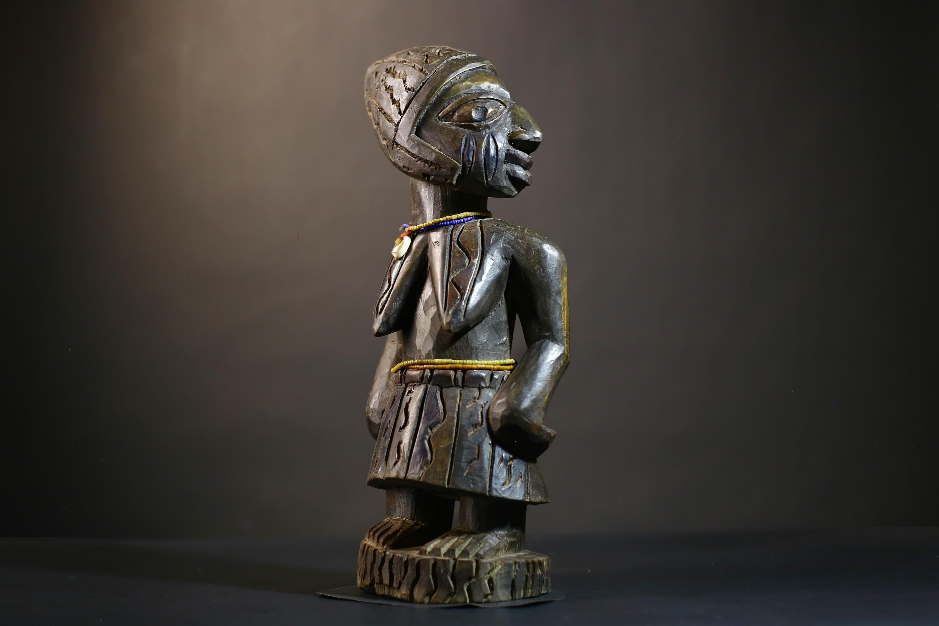 African Kongo Male Statue | Rare Luba Wood Sculpture | Tribal Art Collectible | Unique Ethnic Decor Piece | Handcrafted Cultural Art -G4785