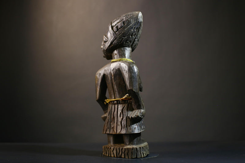 African Kongo Male Statue | Rare Luba Wood Sculpture | Tribal Art Collectible | Unique Ethnic Decor Piece | Handcrafted Cultural Art -G4785