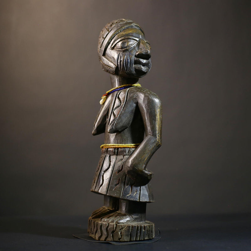 African Kongo Male Statue | Rare Luba Wood Sculpture | Tribal Art Collectible | Unique Ethnic Decor Piece | Handcrafted Cultural Art -G4785