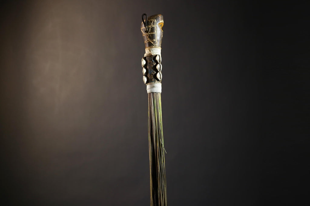 African Traditional Fly Whisk Handmade Straw | Tribal Ceremonial Decor | Unique Cultural Accent | Artisan Home Decoration Piece-G4777