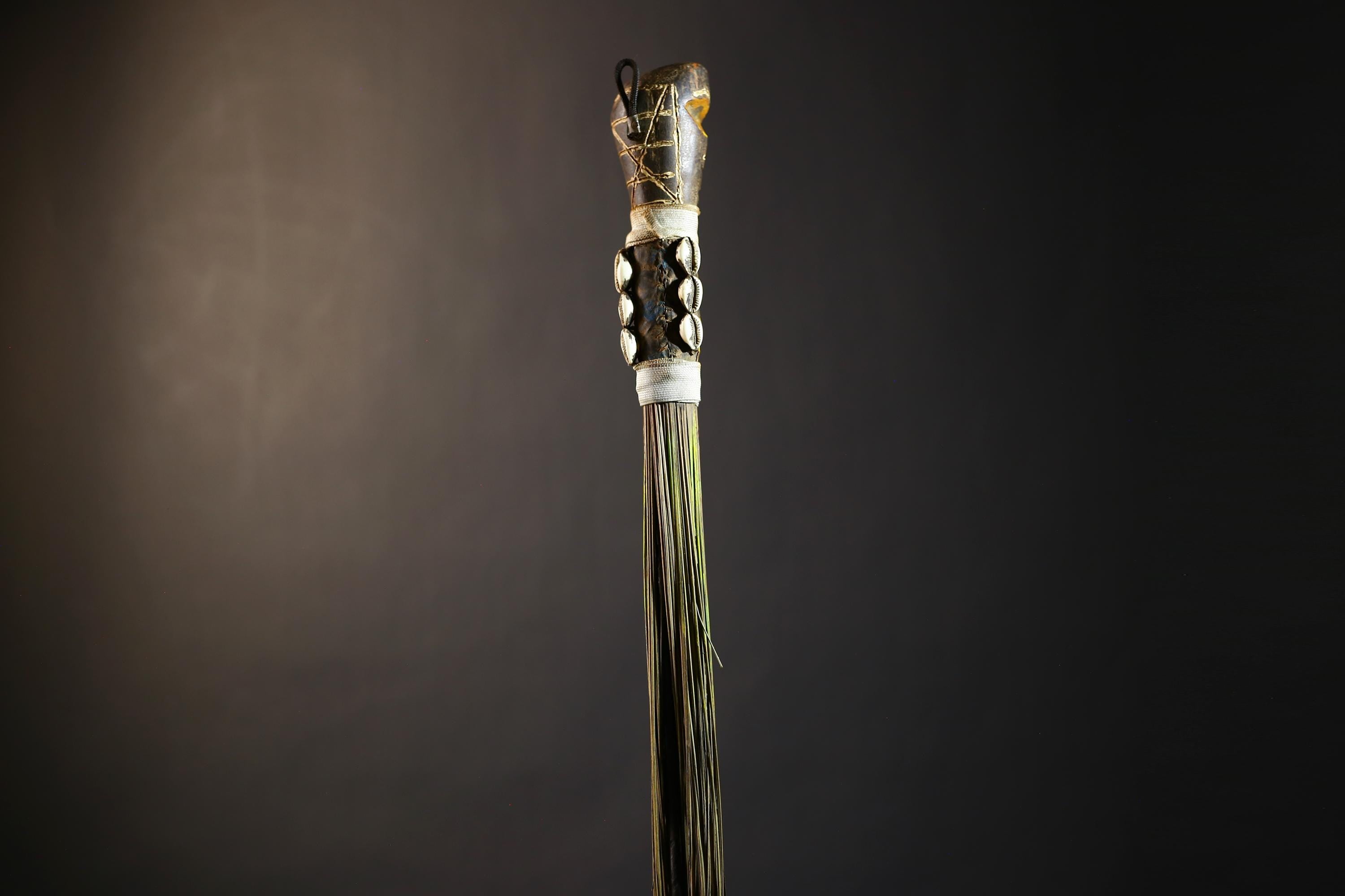 African Traditional Fly Whisk Handmade Straw | Tribal Ceremonial Decor | Unique Cultural Accent | Artisan Home Decoration Piece-G4777