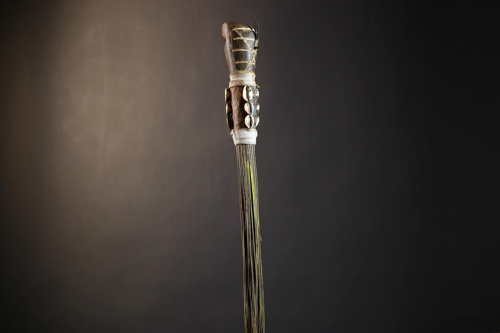 African Traditional Fly Whisk Handmade Straw | Tribal Ceremonial Decor | Unique Cultural Accent | Artisan Home Decoration Piece-G4777