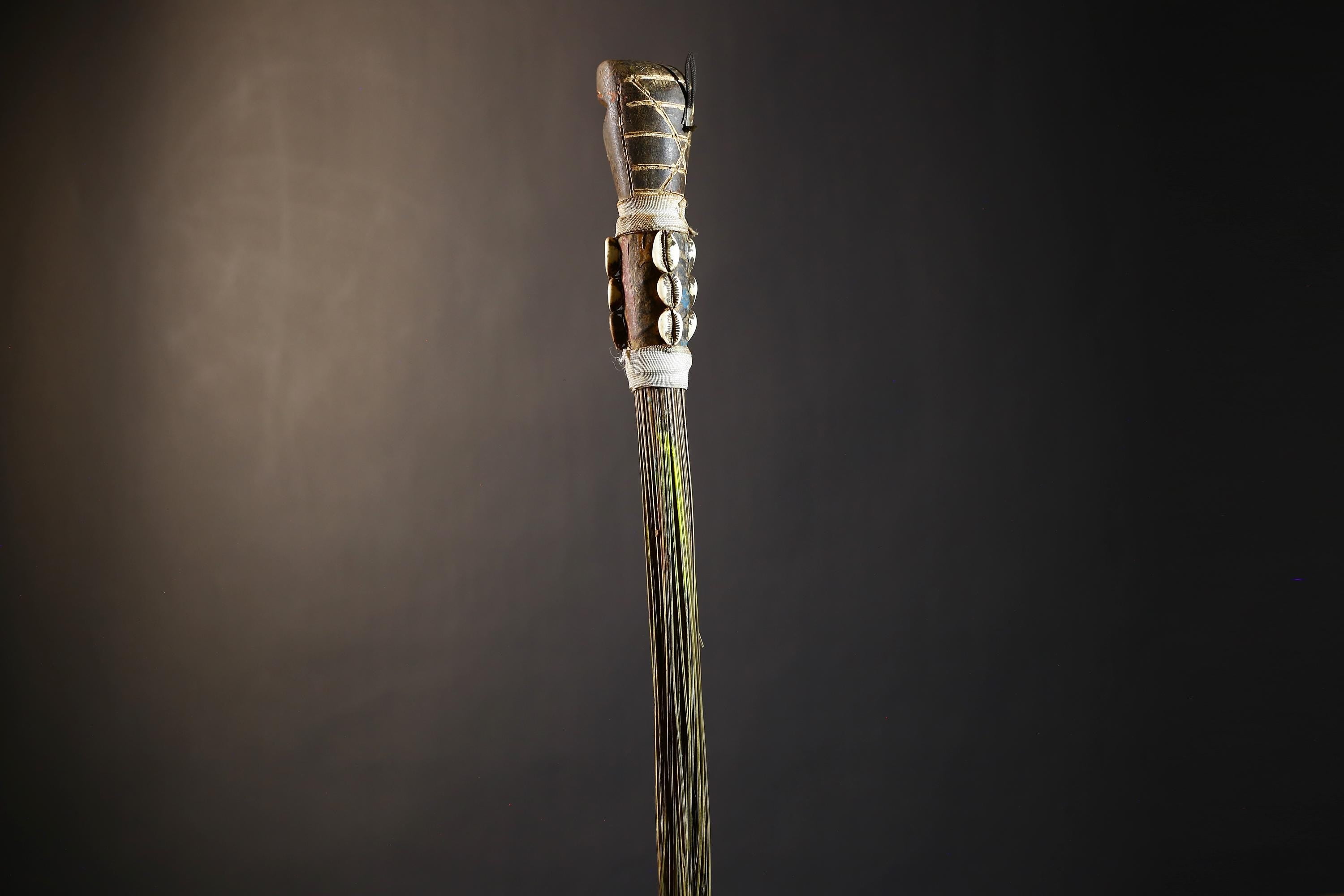 African Traditional Fly Whisk Handmade Straw | Tribal Ceremonial Decor | Unique Cultural Accent | Artisan Home Decoration Piece-G4777