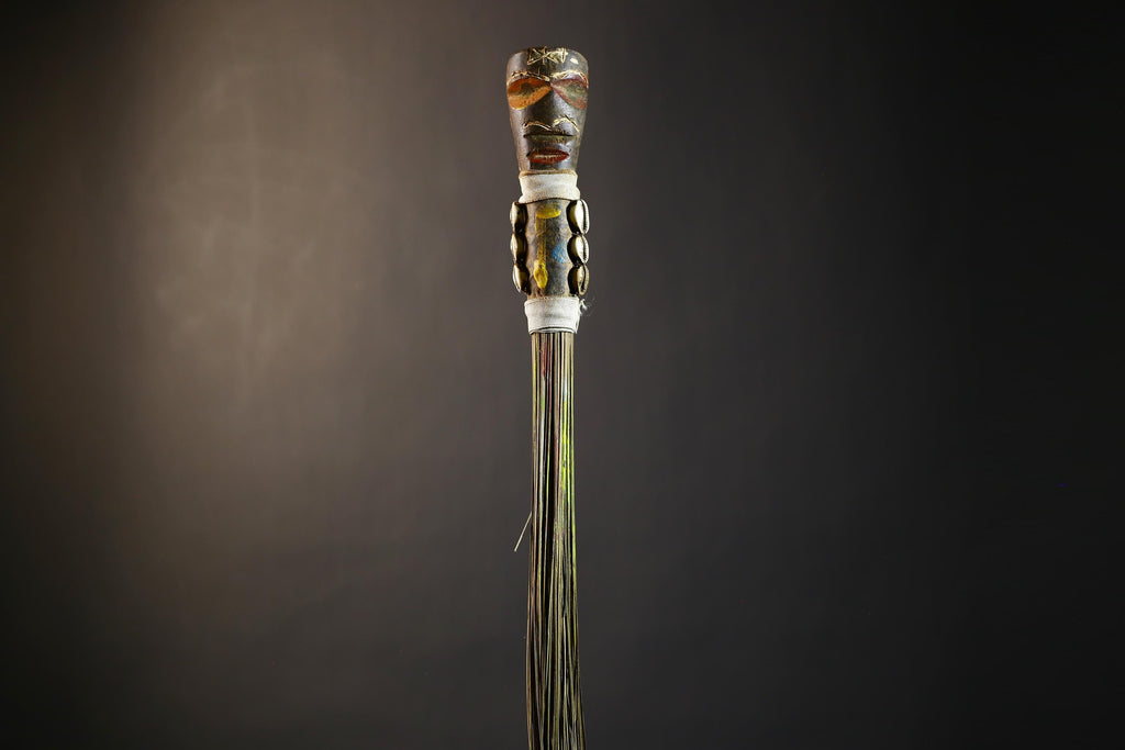 African Traditional Fly Whisk Handmade Straw | Tribal Ceremonial Decor | Unique Cultural Accent | Artisan Home Decoration Piece-G4777