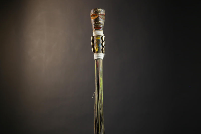 African Traditional Fly Whisk Handmade Straw | Tribal Ceremonial Decor | Unique Cultural Accent | Artisan Home Decoration Piece-G4777