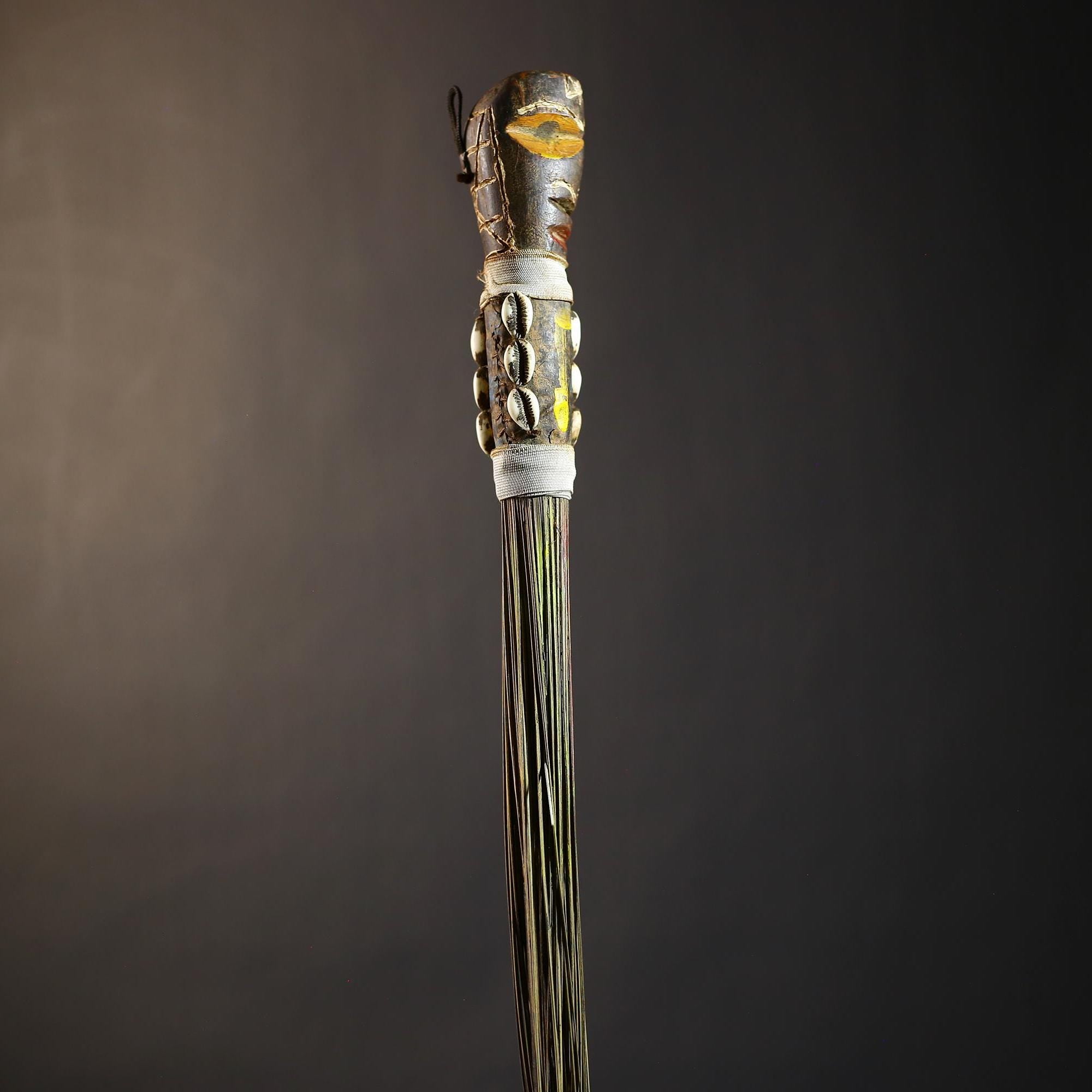 African Traditional Fly Whisk Handmade Straw | Tribal Ceremonial Decor | Unique Cultural Accent | Artisan Home Decoration Piece-G4777