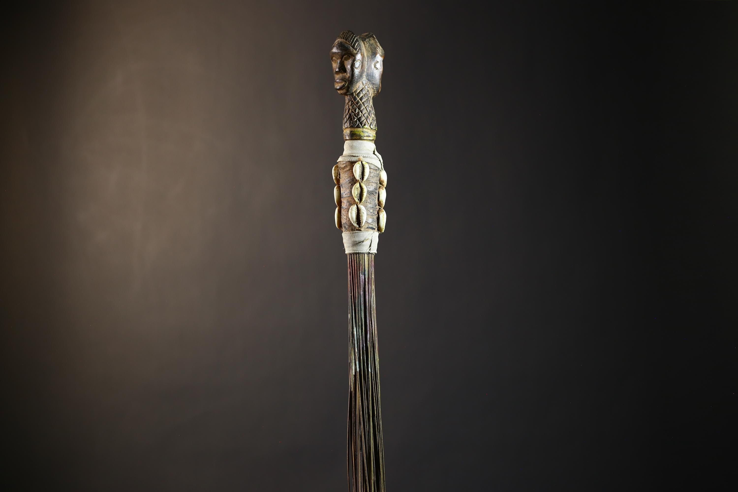 African Artisan Crafted Decorative Fly Whisk | Unique Home Décor Accent | Handwoven Straw Design | Cultural Art Display Piece-G4776