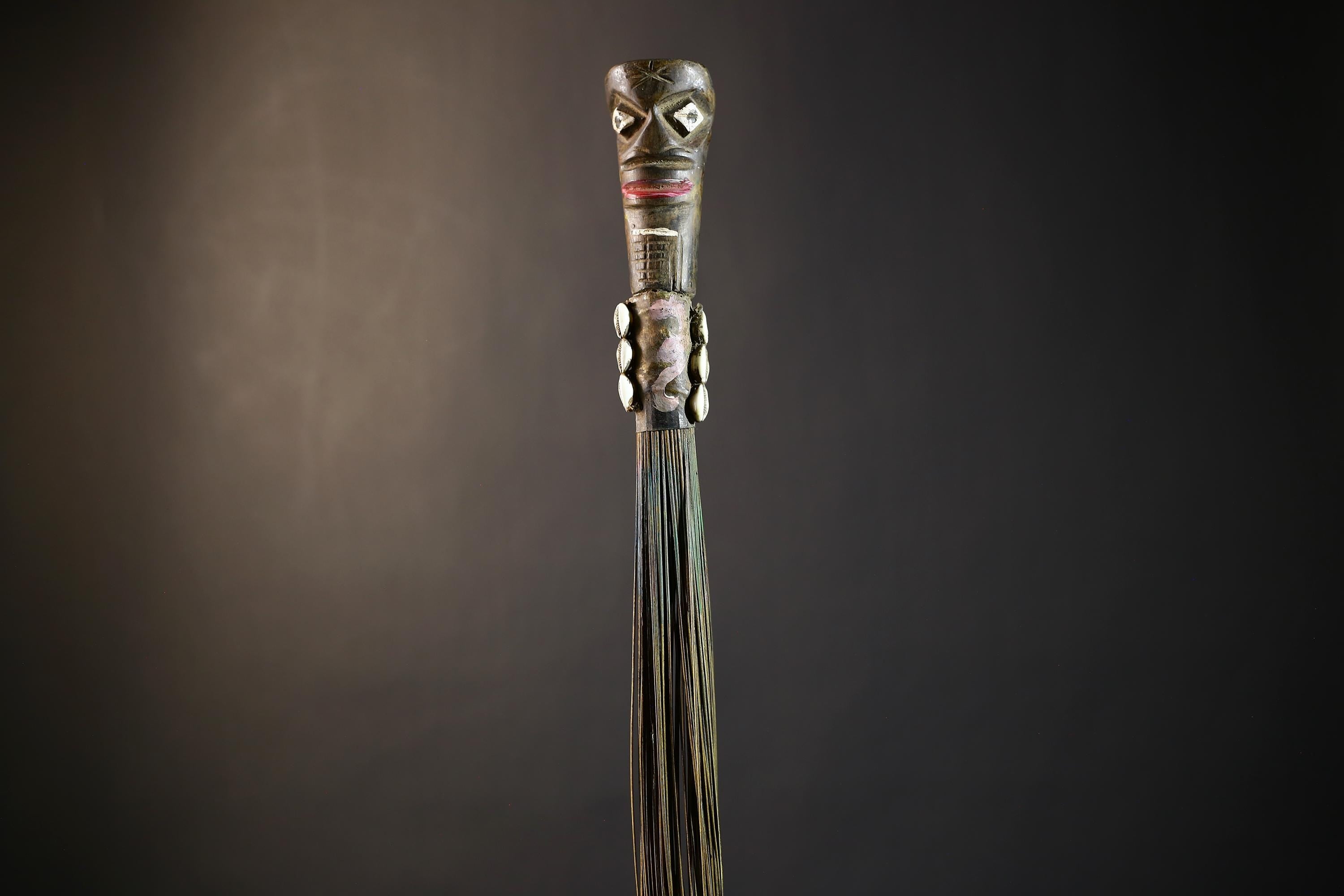 African Artisan Crafted Decorative Fly Whisk | Unique Home Décor Accent | Handwoven Straw Design | Cultural Art Display Piece-G4775