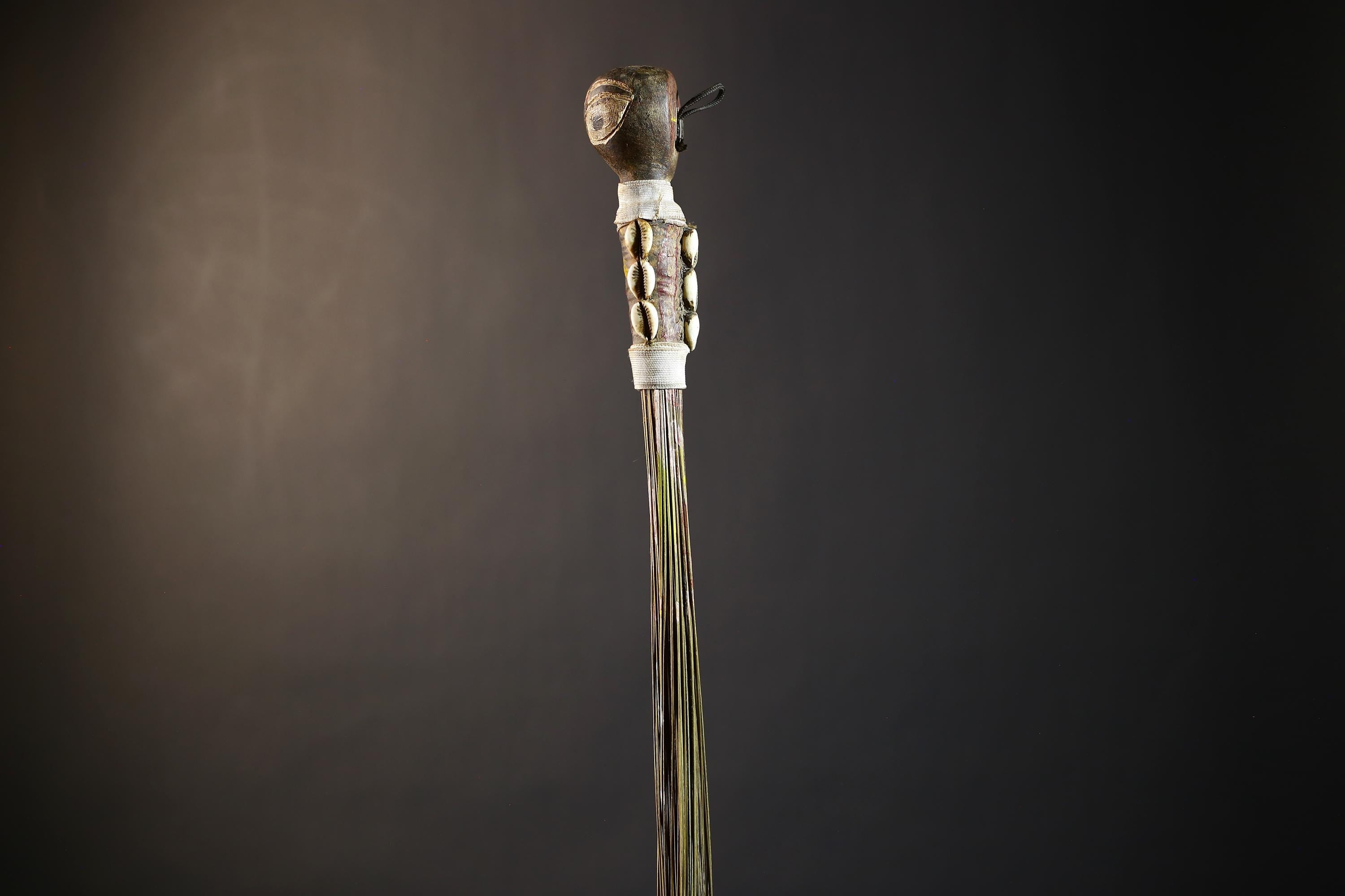 African Crafted Fly Whisk with Intricate Designs | Unique Home and Garden Decor | Handwoven Straw Accent | Cultural Art Piece-G4774