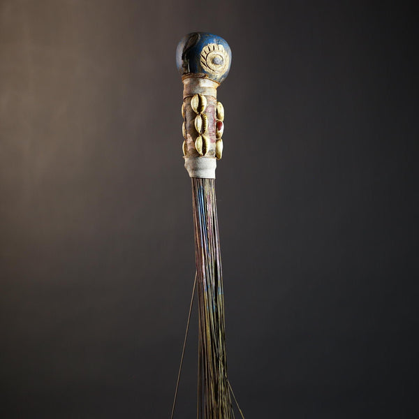 African Artisan Crafted Decorative Fly Whisk | Unique Home Décor Accent | Handwoven Straw Design | Cultural Art Display Piece-G4771