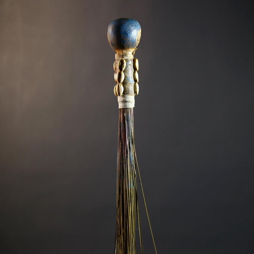 African Artisan Crafted Decorative Fly Whisk | Unique Home Décor Accent | Handwoven Straw Design | Cultural Art Display Piece-G4771
