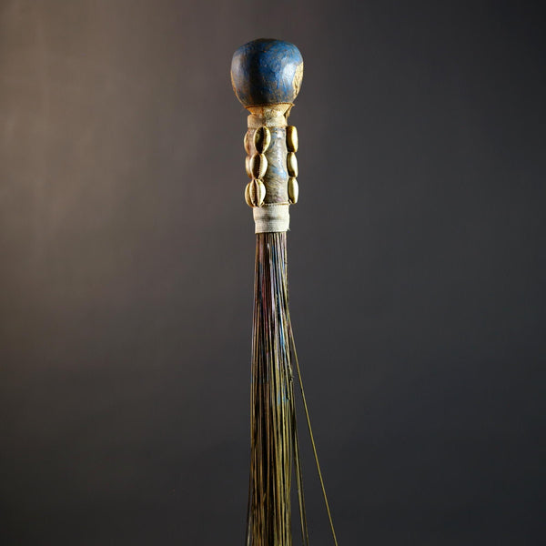 African Artisan Crafted Decorative Fly Whisk | Unique Home Décor Accent | Handwoven Straw Design | Cultural Art Display Piece-G4771