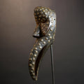 African Tribal Bird Mask Hand-Carved Wood Authentic Traditional Decor-G4914