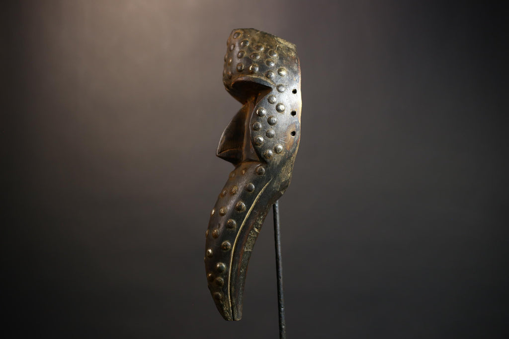 African Tribal Bird Mask | Hand-Carved Wood Decor | Authentic Traditional Art | Unique Cultural Wall Hanging | Artisan Craft-G4913
