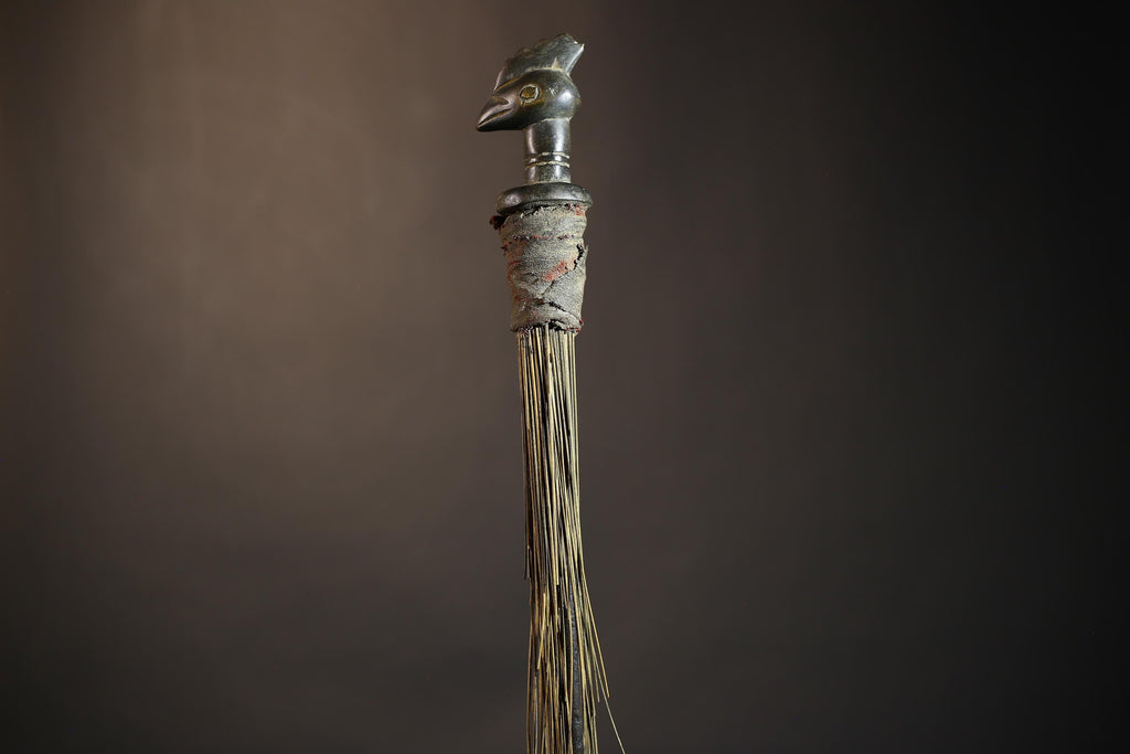 African Traditional Fly Whisk Handmade Straw | Tribal Ceremonial Decor | Unique Cultural Accent | Artisan Home Decoration Piece-G4910