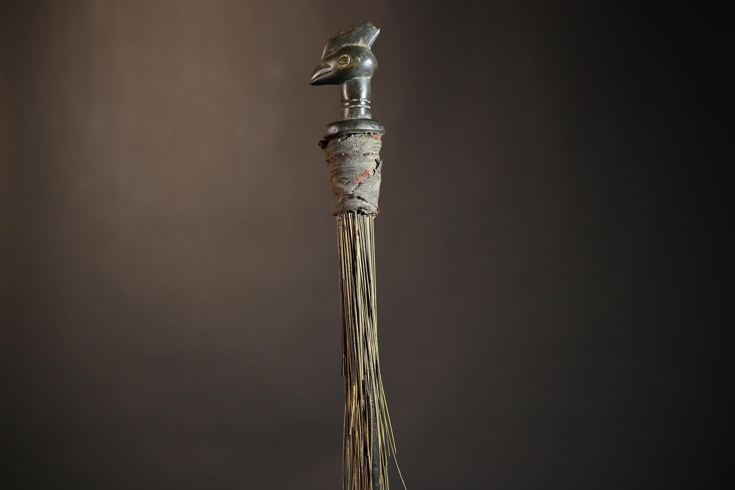 African Traditional Fly Whisk Handmade Straw | Tribal Ceremonial Decor | Unique Cultural Accent | Artisan Home Decoration Piece-G4910
