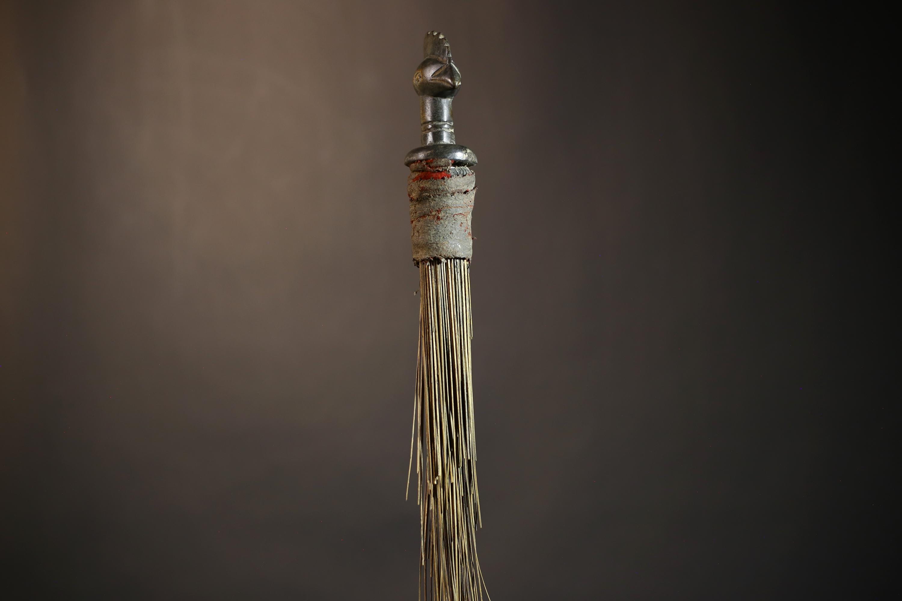 African Traditional Fly Whisk Handmade Straw | Tribal Ceremonial Decor | Unique Cultural Accent | Artisan Home Decoration Piece-G4910