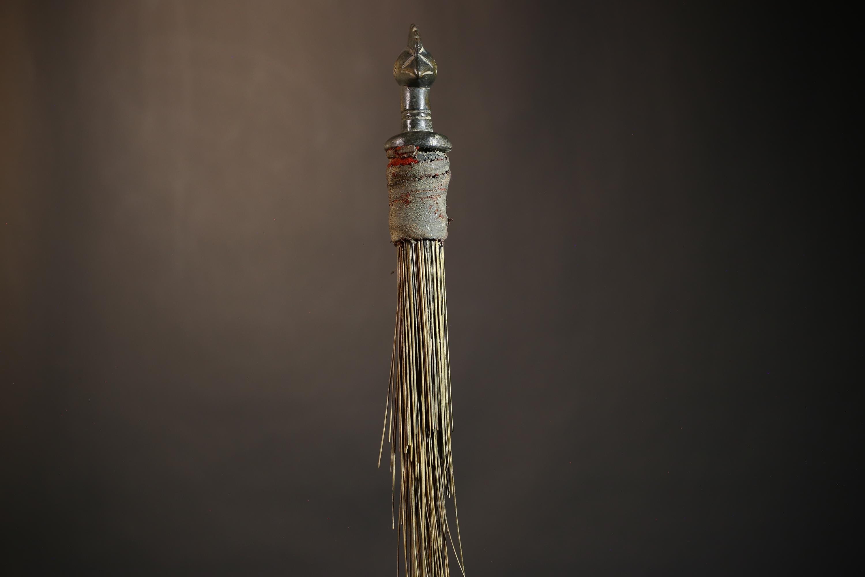 African Traditional Fly Whisk Handmade Straw | Tribal Ceremonial Decor | Unique Cultural Accent | Artisan Home Decoration Piece-G4910