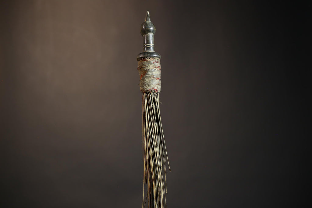 African Traditional Fly Whisk Handmade Straw | Tribal Ceremonial Decor | Unique Cultural Accent | Artisan Home Decoration Piece-G4910
