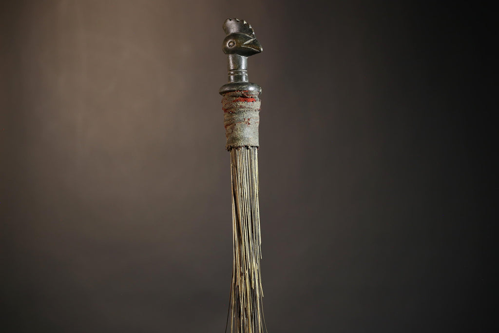 African Traditional Fly Whisk Handmade Straw | Tribal Ceremonial Decor | Unique Cultural Accent | Artisan Home Decoration Piece-G4910
