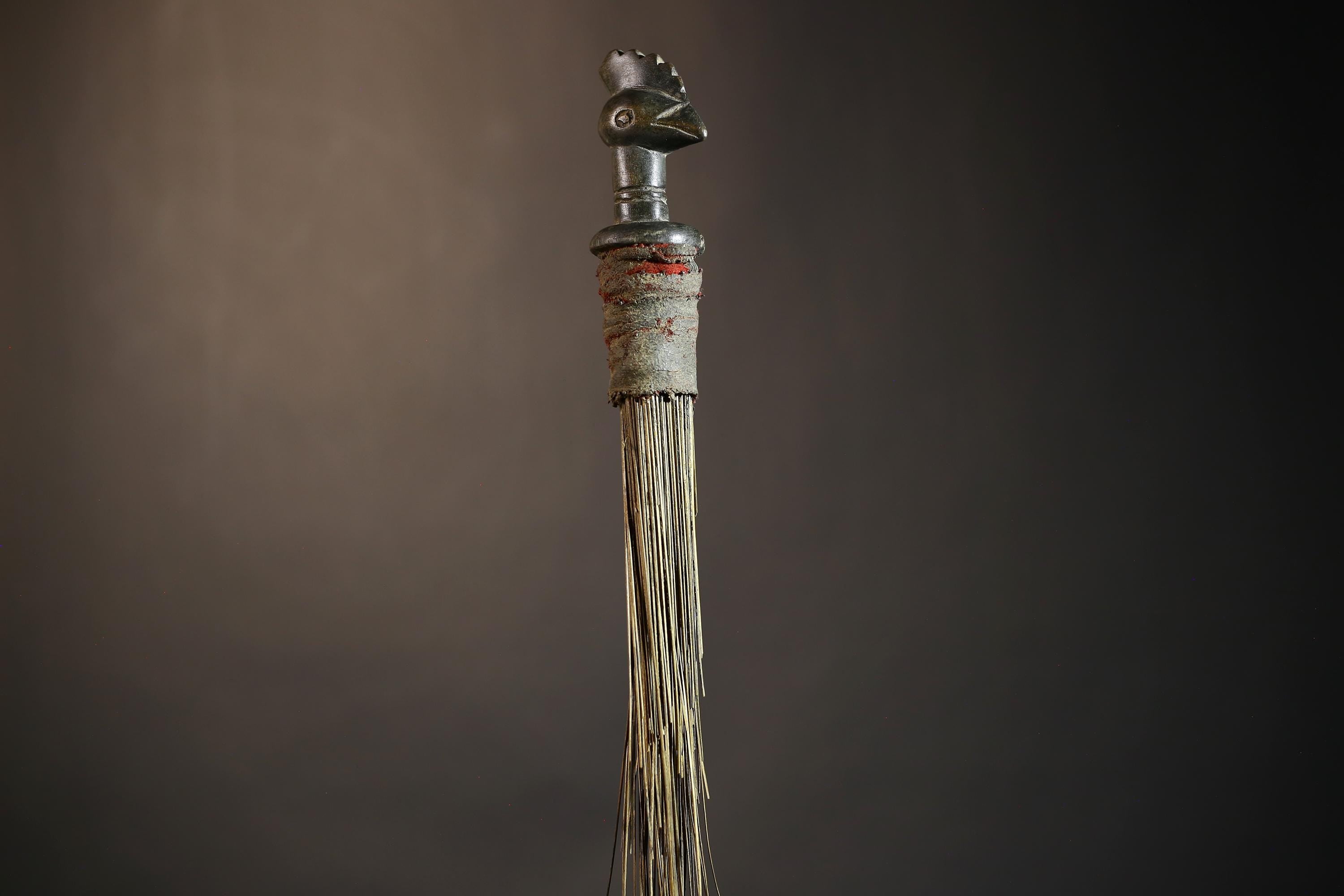 African Traditional Fly Whisk Handmade Straw | Tribal Ceremonial Decor | Unique Cultural Accent | Artisan Home Decoration Piece-G4910