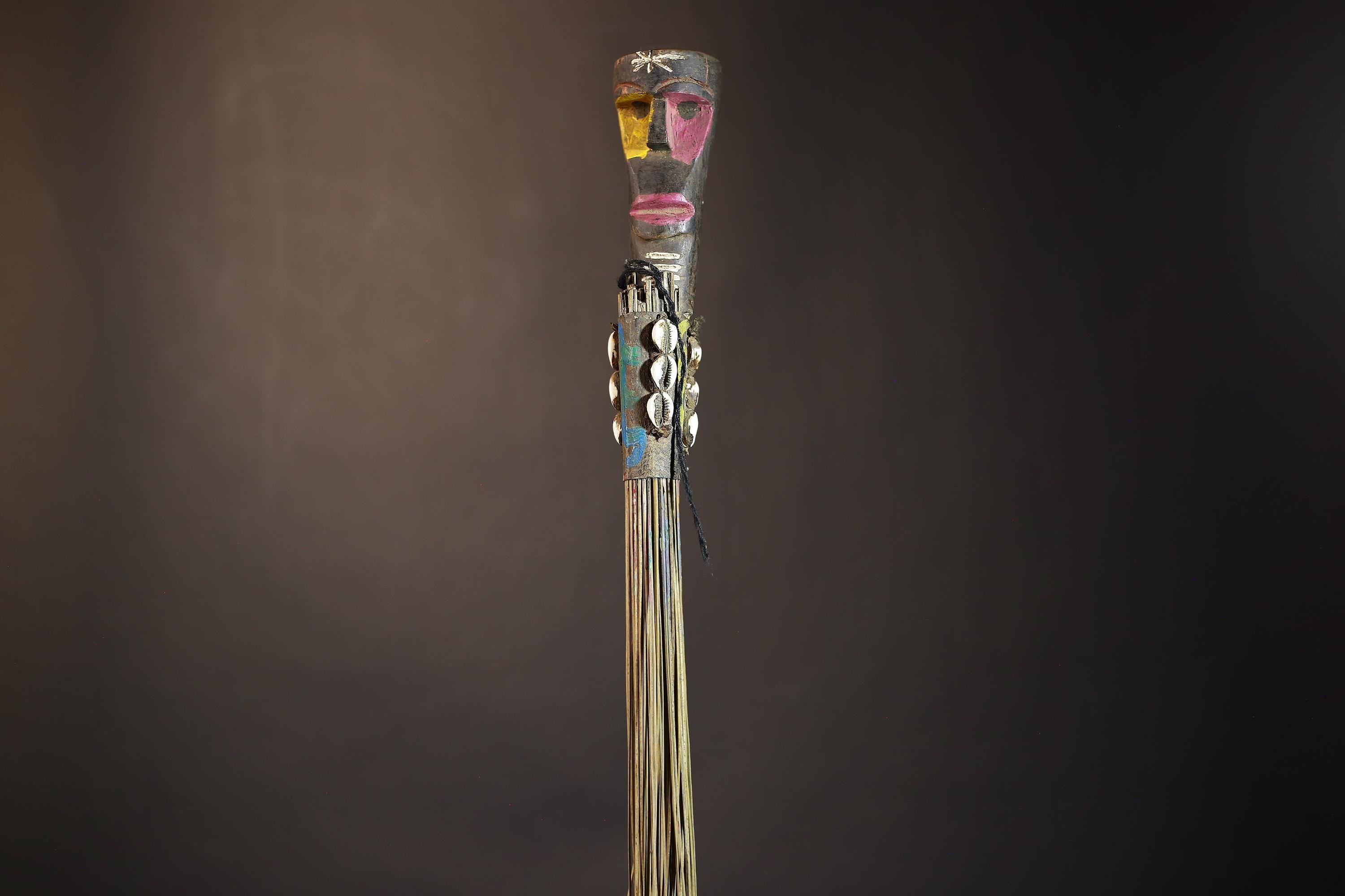 African Traditional Fly Whisk Handmade Straw | Tribal Ceremonial Decor | Unique Cultural Accent | Artisan Home Decoration Piece-G4909