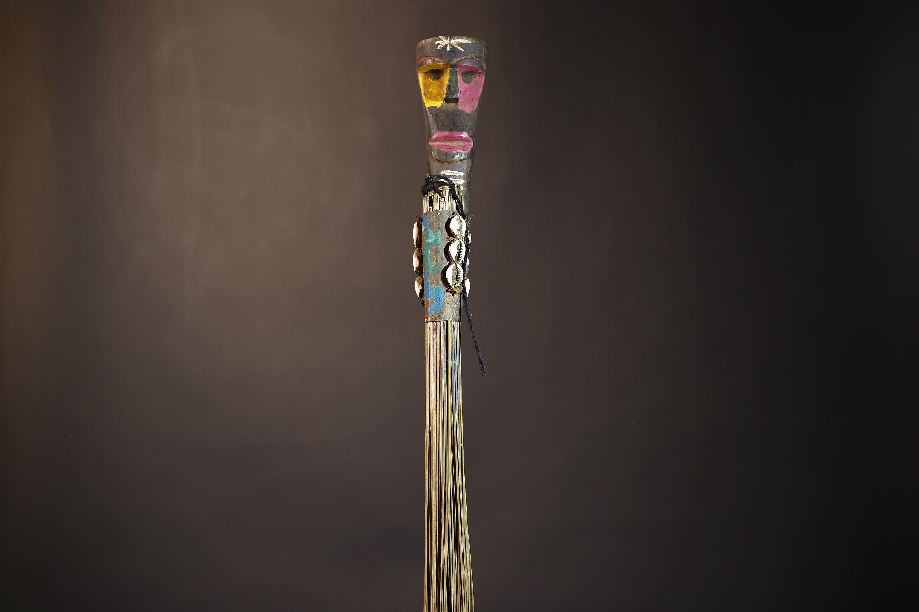 African Traditional Fly Whisk Handmade Straw | Tribal Ceremonial Decor | Unique Cultural Accent | Artisan Home Decoration Piece-G4909