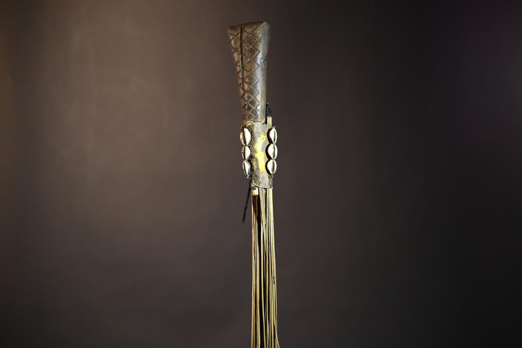 African Traditional Fly Whisk Handmade Straw | Tribal Ceremonial Decor | Unique Cultural Accent | Artisan Home Decoration Piece-G4909