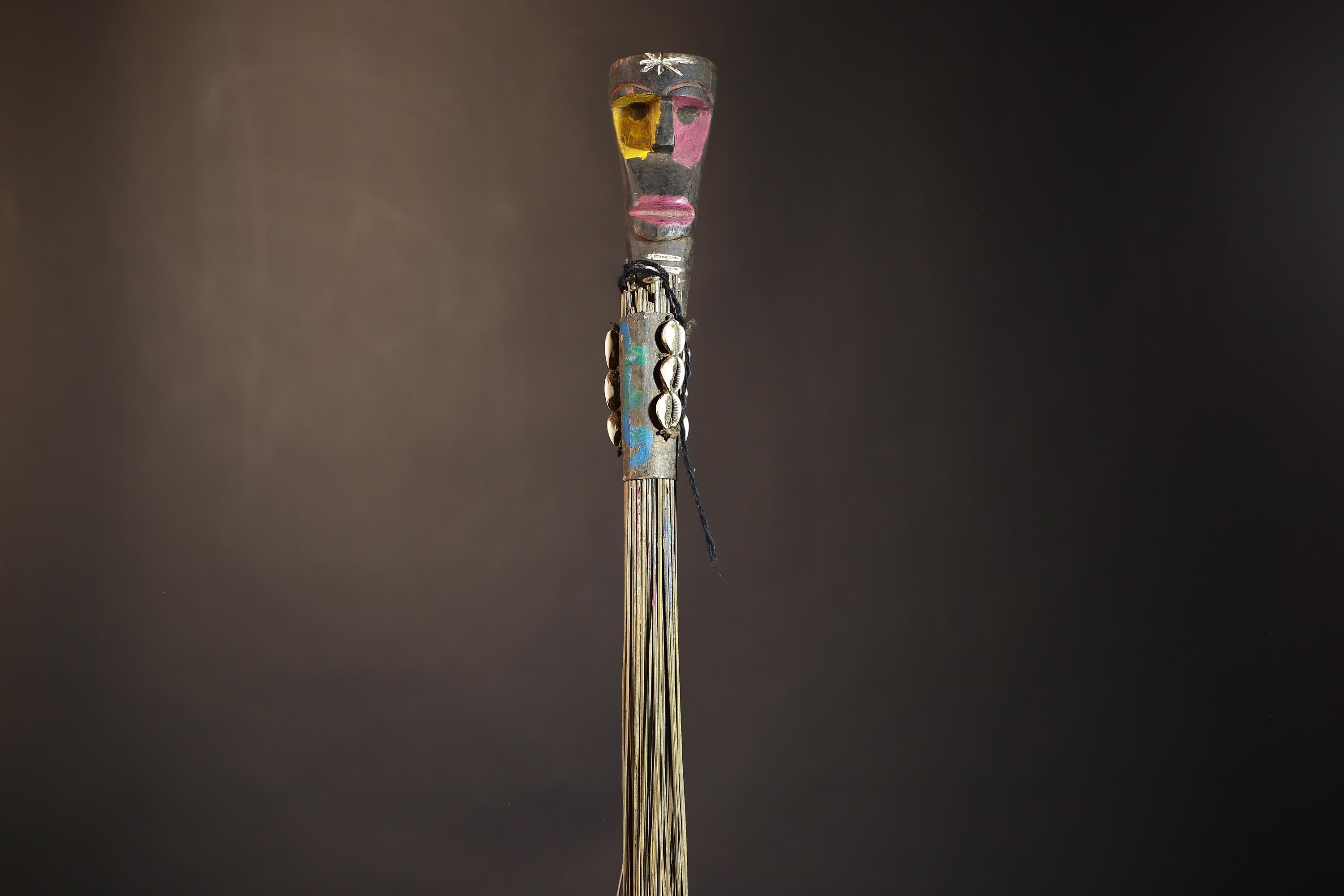 African Traditional Fly Whisk Handmade Straw | Tribal Ceremonial Decor | Unique Cultural Accent | Artisan Home Decoration Piece-G4909