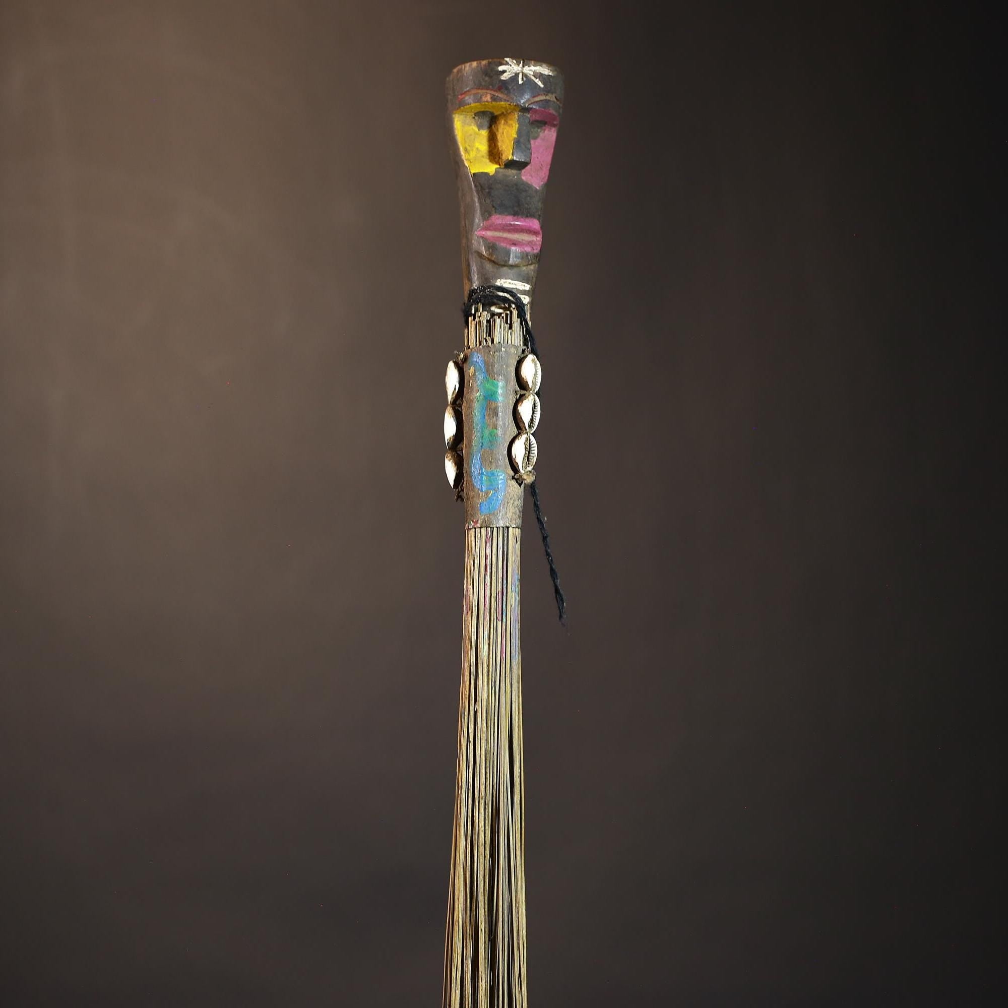 African Traditional Fly Whisk Handmade Straw | Tribal Ceremonial Decor | Unique Cultural Accent | Artisan Home Decoration Piece-G4909