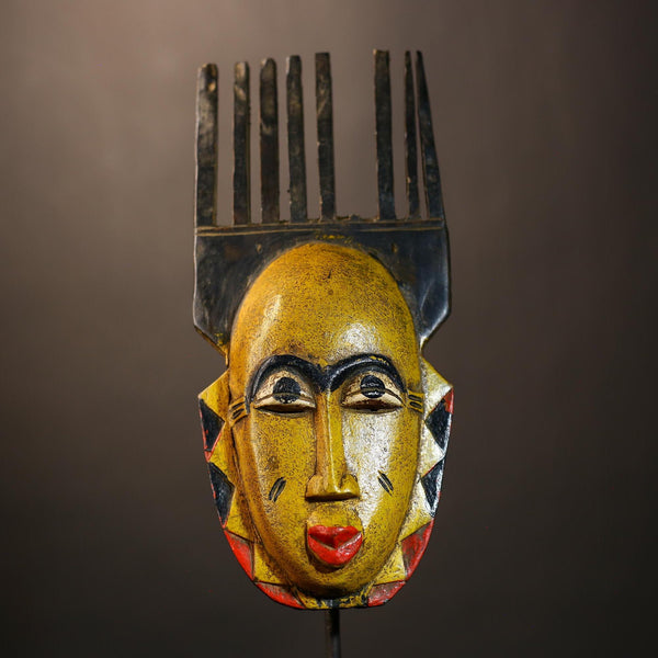 Handmade Bambara Ntomo Initiation Mask | African Tribal Wall Art | Unique Wooden Home Décor | Cultural Masque Display-G4926
