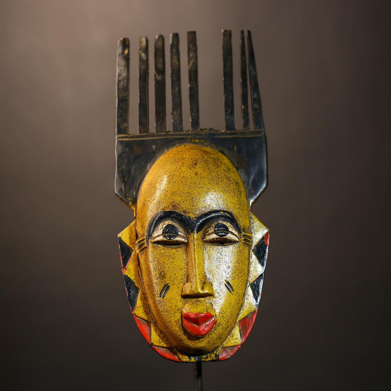 Handmade Bambara Ntomo Initiation Mask | African Tribal Wall Art | Unique Wooden Home Décor | Cultural Masque Display-G4926