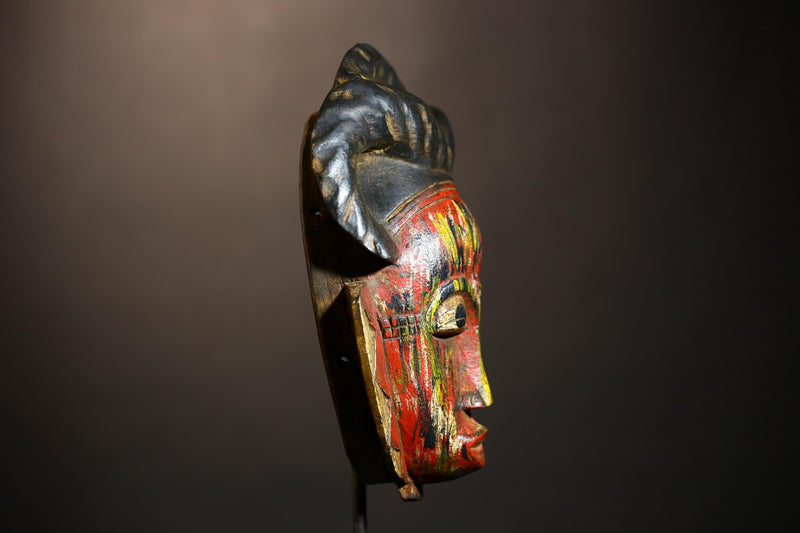 Hand-Carved Baule African Tribal Mask Wall Decor | Unique Wooden Masque for Home | Artful Baule Mask Display | Authentic Tribal -G4919