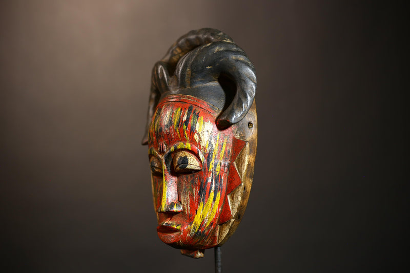 Hand-Carved Baule African Tribal Mask Wall Decor | Unique Wooden Masque for Home | Artful Baule Mask Display | Authentic Tribal -G4919