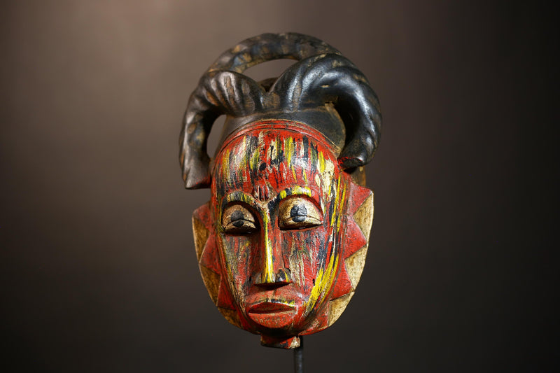 Hand-Carved Baule African Tribal Mask Wall Decor | Unique Wooden Masque for Home | Artful Baule Mask Display | Authentic Tribal -G4919