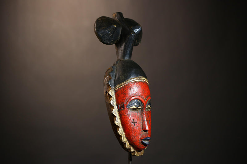 Antique Nsembu Baule African Mask | Hand-Carved Tribal Wooden Masque | Unique Art for Wall Decor | Authentic Baule Mask Display-G4918