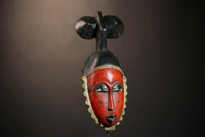 Antique Nsembu Baule African Mask | Hand-Carved Tribal Wooden Masque | Unique Art for Wall Decor | Authentic Baule Mask Display-G4918