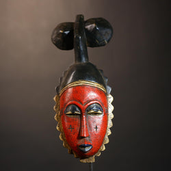 Antique Nsembu Baule African Mask | Hand-Carved Tribal Wooden Masque | Unique Art for Wall Decor | Authentic Baule Mask Display-G4918