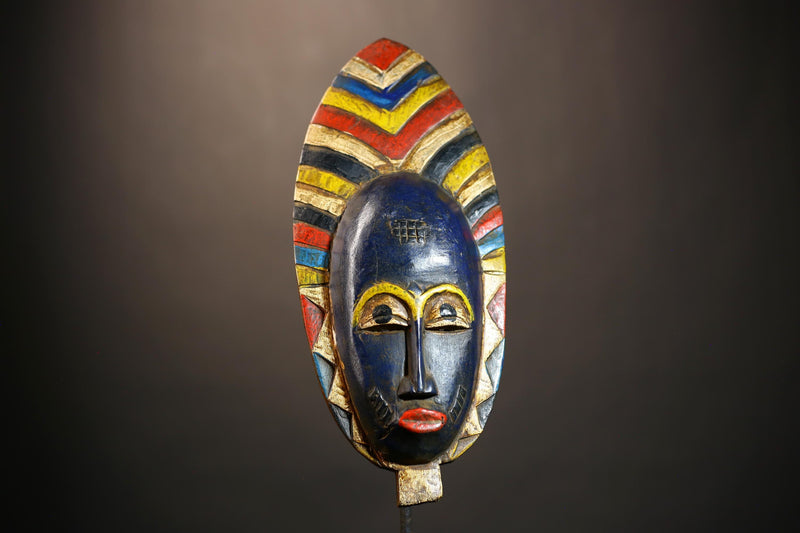 Hand-Carved Guro African Face Mask | Wooden Wall Art | Vintage Tribal Decor | Unique Cultural Accent Piece for Home-G4936